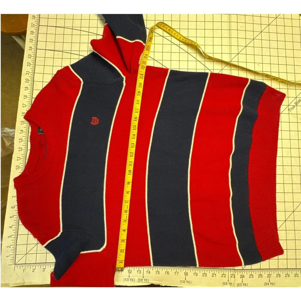 Chaps Red Navy Stripe Pullover Crewneck Sweater Men L